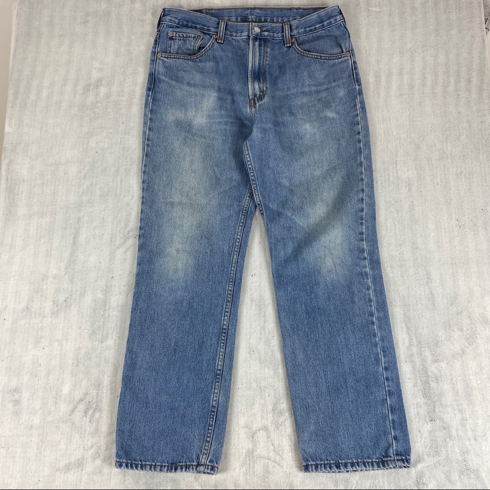 Levi's 516 Straight Leg Blue Jeans Mens 36 x 30 High Waist Red Tab Fading